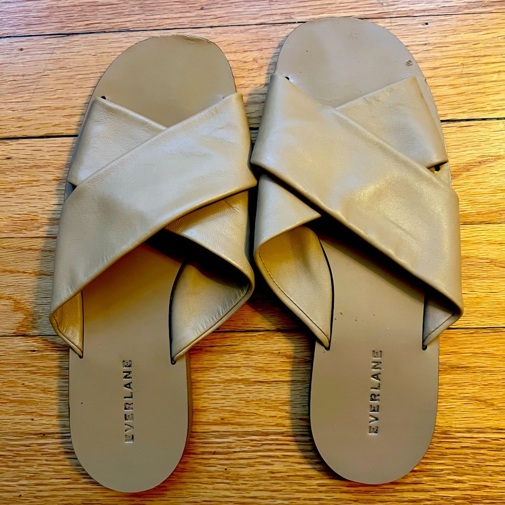 Everlane Day Crossover Sandals in light taupe